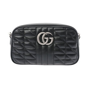 Gucci GG Marmont Quilted Shoulder Bag Black Leather